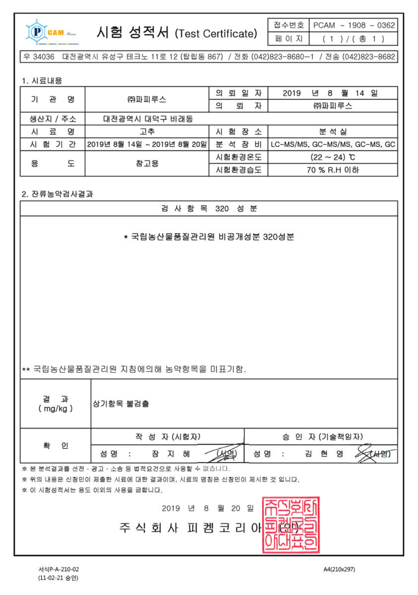 잔류농약검사